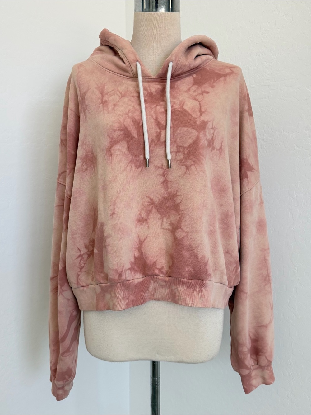 Oversize Pink Tie-Dye Pullover Hoodie
